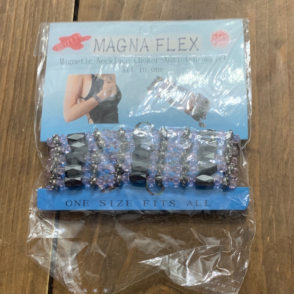 MAGNA FLEX Magnetic Beaded Stretch Bracelet — Lavender & Gunmetal